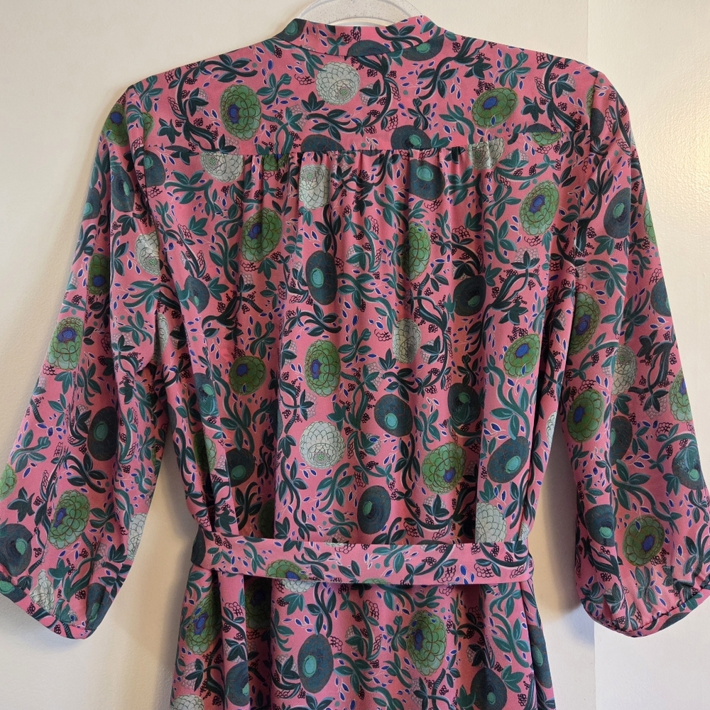 SALONI Silk Floral Print Dress Size 6 - Picture 5 of 7